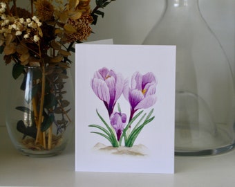 Striped Crocus Greeting Card | Mother's Day| Spring Card | Blank inside - A2 size |