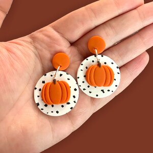 Pumpkin Dalmatian Print Clay Earrings