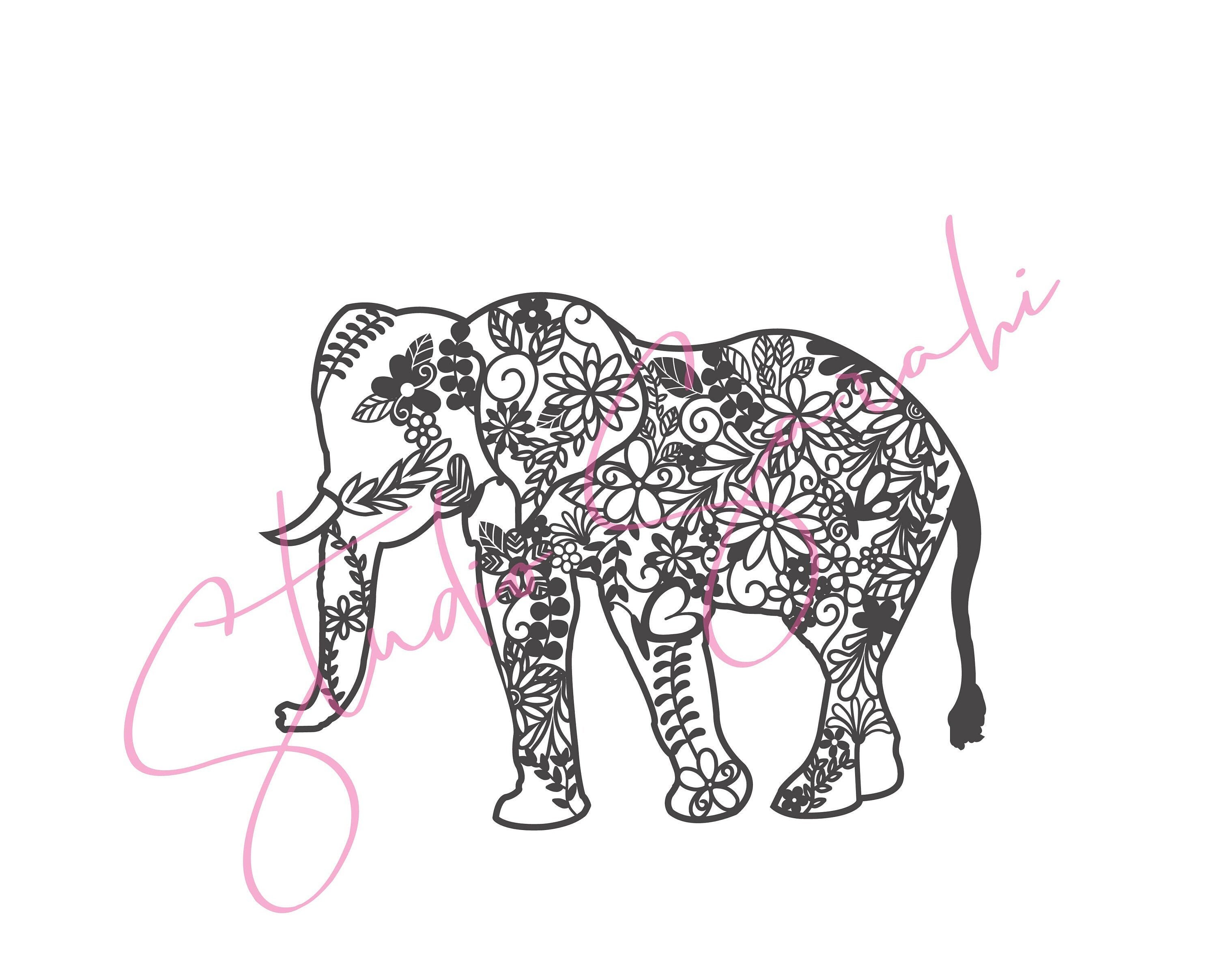 Download Floral Elephant Mandala Svg File Etsy