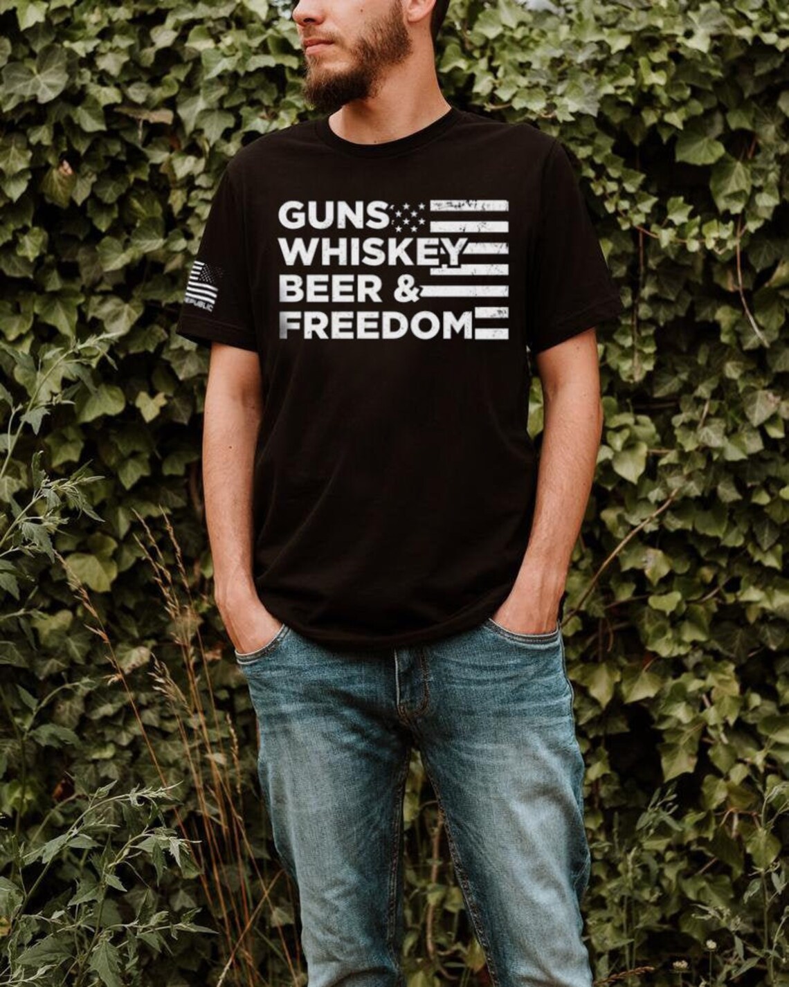Guns Whiskey Beer And Freedom Classic TShirt Personalized Etsy