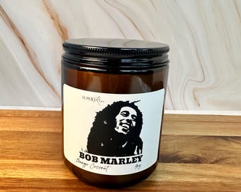 Bob Marley Mango Coconut Scented Candle, Rasta, Music Tribute, Reggae, Black History Month