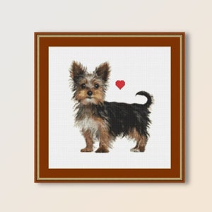 Yorkie Cross Stitch Pattern, Instant Digital Download, Printable Yorkshire Terrier PDF Chart (535)
