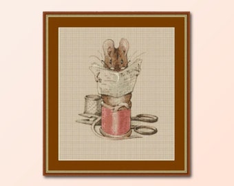 Tailor Mouse Cross Stitch Pattern, Beatrix Potter, Instant Digital Download, Printable PDF Chart, The Tailor of Gloucester (BP051)