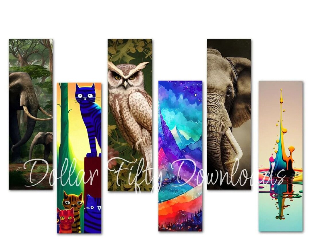 Six Printable Assorted Bookmarks for Junk Journals, Art Journals ...