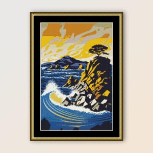 Rugged Coast #2, motif de point de croix, téléchargement numérique instantané, PDF imprimable, tableau paysage marin (519)