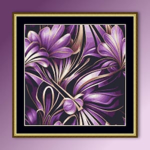 Purple Flower Cross Stitch Pattern, Instant Download, Printable Floral PDF Chart (403)