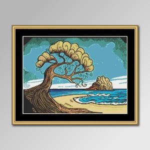 Seashore Fantasy #2 Cross Stitch Pattern, Instant Digital Download, Printable PDF Abstract Seascape Chart (084)