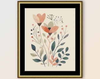 Folk Art Flower Garden Cross Stitch Pattern: Abstract Floral xStitch Chart (Digital Download)  #189