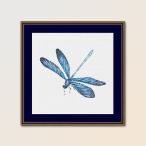 Blaue Libelle Kreuzstichmuster Sofortiger digitaler Download, druckbare PDF-Chart (267)