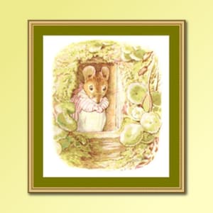 Patrón de punto de cruz de la señora Tittlemouse, Beatrix Potter, descarga instantánea, gráfico en PDF imprimible (BP044)