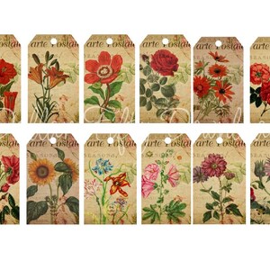 Floral Printable Tags: Junk Journals, Scrapbooking (JPG, PDF)