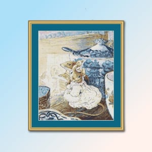 Patrón de punto de cruz de El sastre de Gloucester, Beatrix Potter, descarga instantánea, gráfico imprimible, &#39;Los ratoncitos susurraban&#39; (BP005)