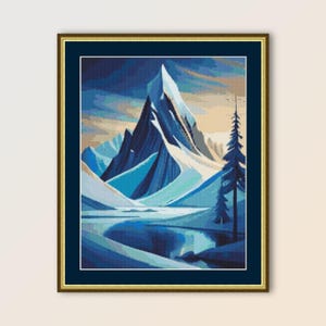 Berglandschaft Kreuzstichmuster, "Towering Peak", sofortiger digitaler Download, druckbare PDF-Karte (670)