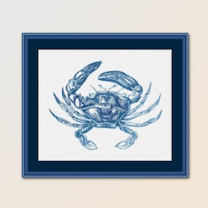 Blue Crab Cross Stitch Pattern, Instant Digital Download, Printable Sealife PDF Chart (459)