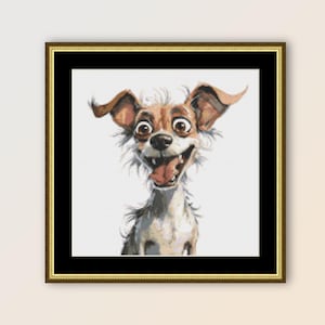 Aufgeregtes Pup Kreuzstichmuster, &quot;Walkies!&quot;, Sofortiger digitaler Download, druckbare PDF-Musterkarte (252)