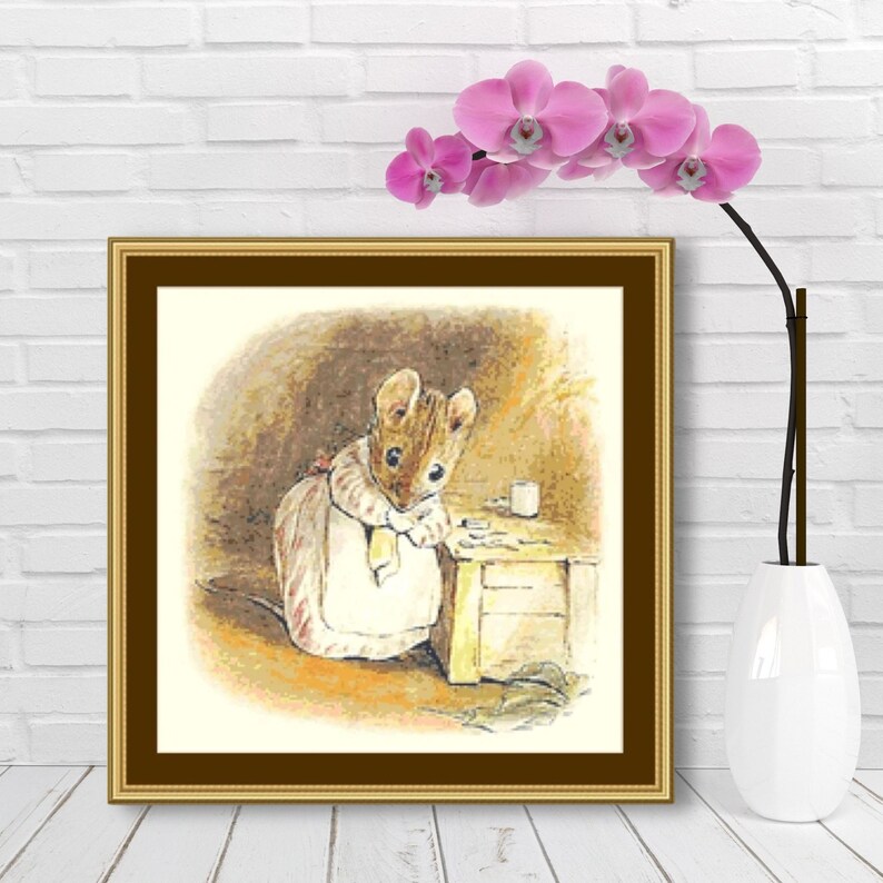 Beatrix Potter Cross Stitch Pattern, Mrs Tittlemouse, Instant Download, Printable PDF Chart, she