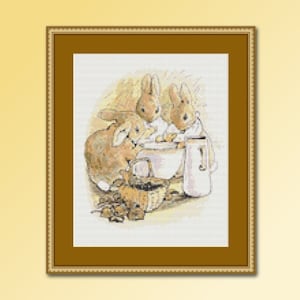 Patrón de punto de cruz El cuento de Peter Rabbit, &#39;Moras para la cena&#39;, Beatrix Potter, descarga digital instantánea, gráfico imprimible (BP021)