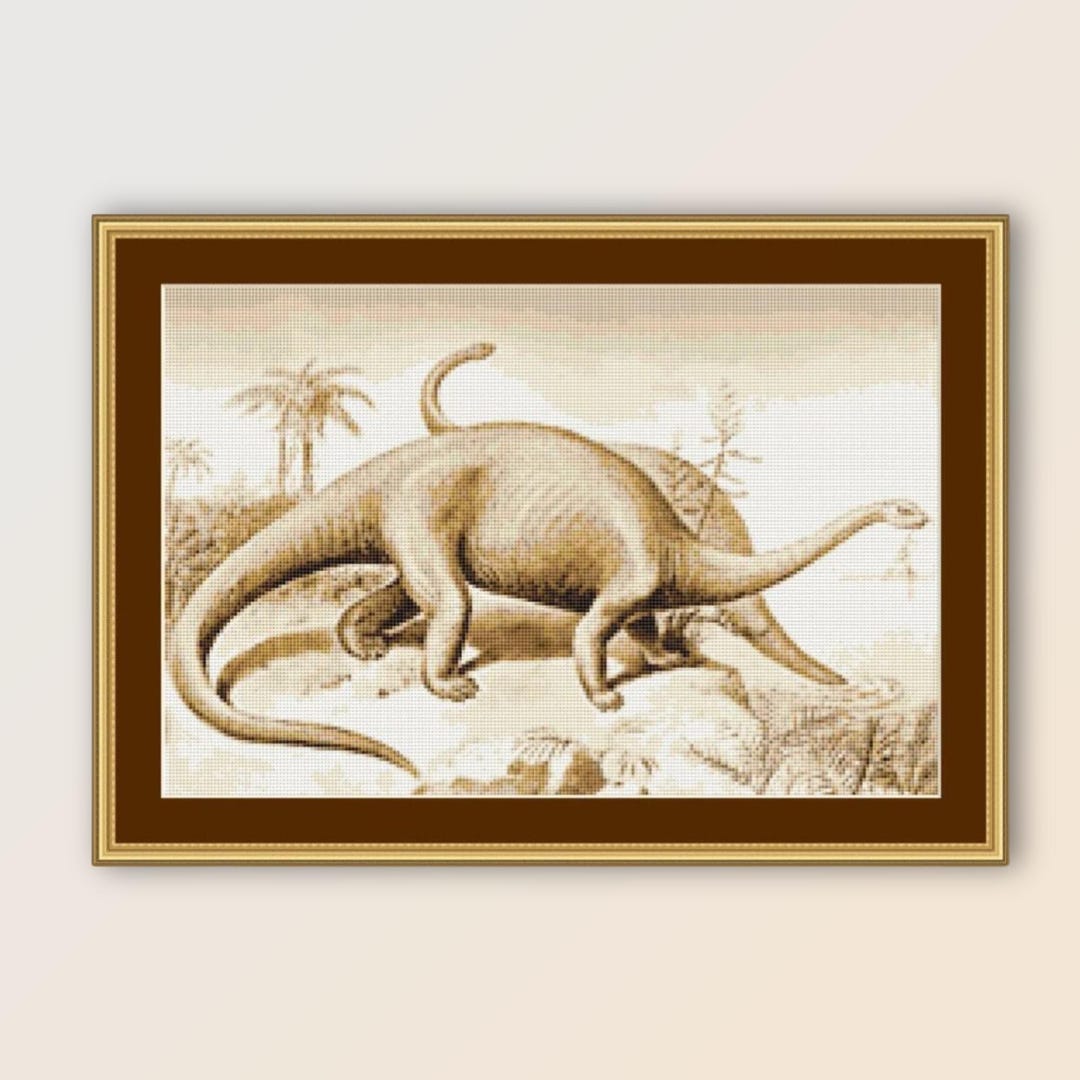 Bronatsaurus Chart Pattern Brontosaurus Cross Stitch Pattern, Instant Download, Printable PDF ...