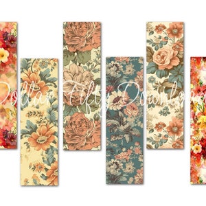Zes afdrukbare bloemenbladwijzers voor ongewenste tijdschriften, kunsttijdschriften, scrapbooking, kaarten, enz., jpg en pdf, directe digitale download (BM012)