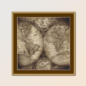 Patrón de punto de cruz del mapa del Viejo Mundo, descarga digital instantánea, gráfico imprimible (028)