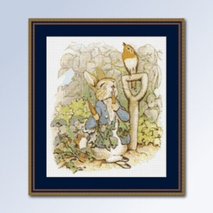 Schema punto croce Peter Rabbit, "Poi mangiò dei ravanelli", Beatrix Potter, download digitale immediato, grafico PDF stampabile (BP040)
