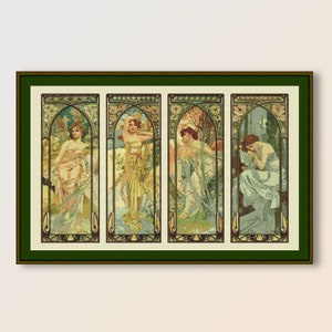 Schema punto croce Alphonse Mucha, Momenti della giornata, Download digitale immediato, Grafico stampabile (680)