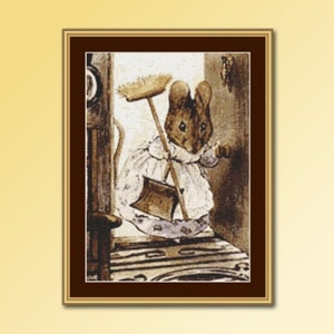 Patrón de punto de cruz Hunca Munca, Beatrix Potter, descarga digital instantánea, gráfico en PDF imprimible, &quot;Two Bad Mice&quot; (BP013)