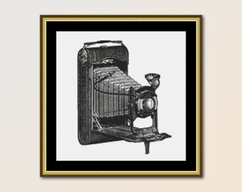 Vintage Camera Cross Stitch Pattern, Instant Download, Printable Photography Chart (434)