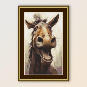 Pferd Kreuzstich Muster, sofortiger digitaler Download, wunderliche Tier Karte (429)