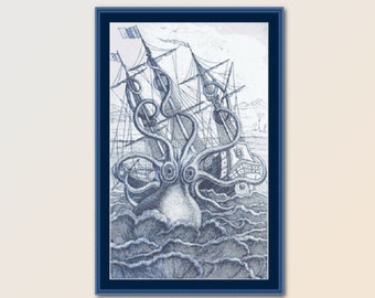 Kraken Sea Monster Cross Stitch Pattern: Colossal Octopus (Digital Download)
