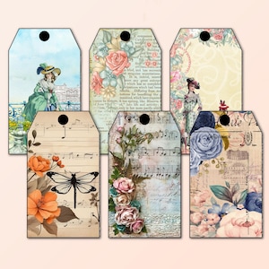 Floral Printable Tags: Junk Journal Ephemera (JPG & PDF)