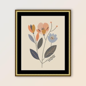 Folk Art Flower Garden Cross Stitch Pattern, Instant Digital Download, Printable Primitive Abstract PDF Floral Chart (195)