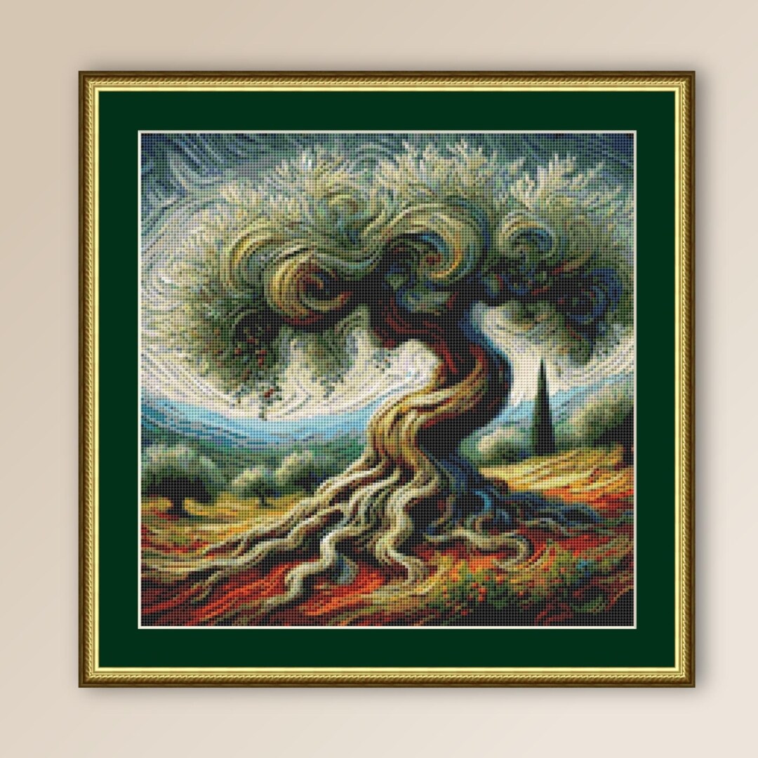 Abstract Tree Landscape Cross Stitch Pattern (PDF) - Etsy