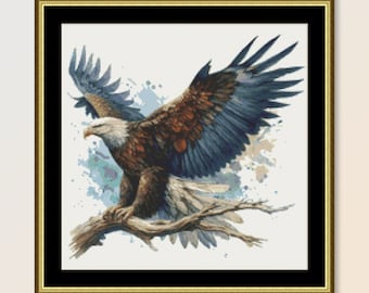 Eagle Cross Stitch Pattern, Instant Download, Printable PDF Bird Chart (067)