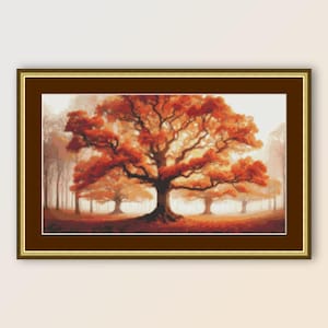 Autumn Woods Cross Stitch Pattern, Instant Digital Download, Printable PDF Fall Landscape Chart  (234)
