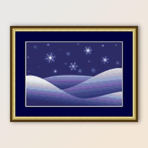 Winter Starlight Cross Stitch Pattern, Instant Download, Printable PDF Skyscape Chart (224)