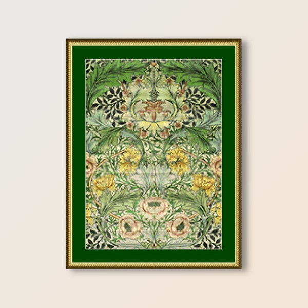 William Morris Norwich Cross Stitch Pattern, Instant Digital Download, Printable  Floral Chart (1003)