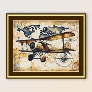 Vintage Airplane Cross Stitch Pattern, Instant Download, Printable PDF Chart (400)