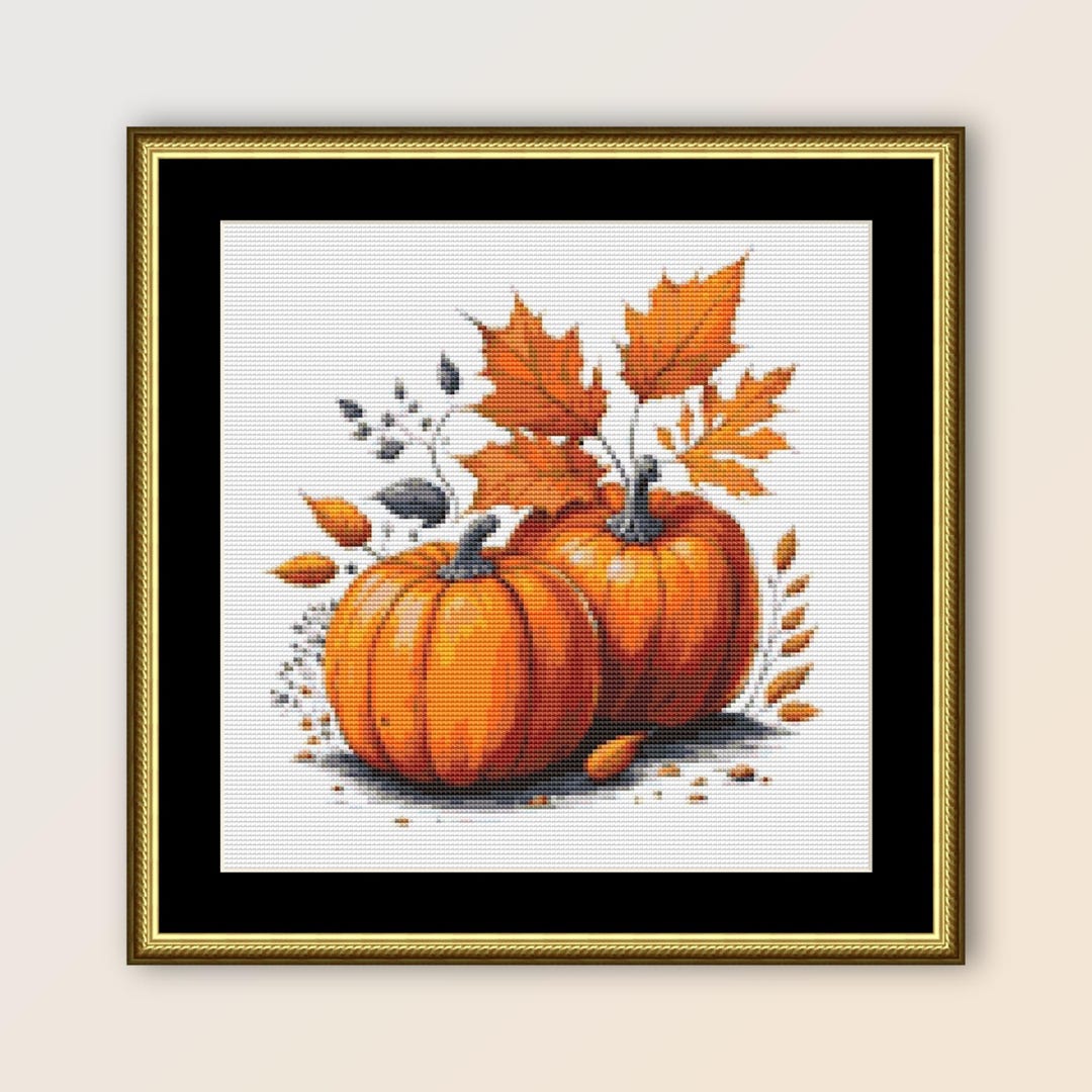 Pumpkins Cross Stitch Pattern, Instant Digital Download Autumn Kitchen ...