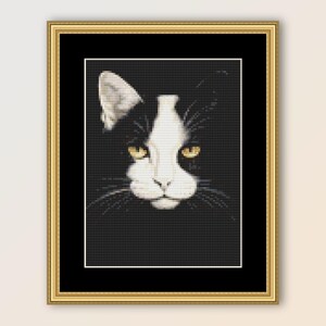 Printable Cat Portrait Cross Stitch Pattern, Instant Digital Download Animal Chart  (496)