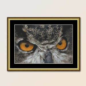 Great Horned Owl Cross Stitch Pattern, Instant Digital Download Bird Chart (416)