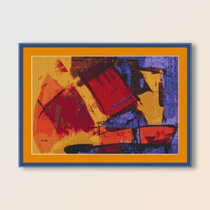 Abstract Number 17 Cross Stitch Pattern, Instant Digital Download Modern Chart (956)
