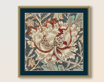 William Morris Cross Stitch Pattern, Honeysuckle, Instant Digital Download, Printable Chart (754)