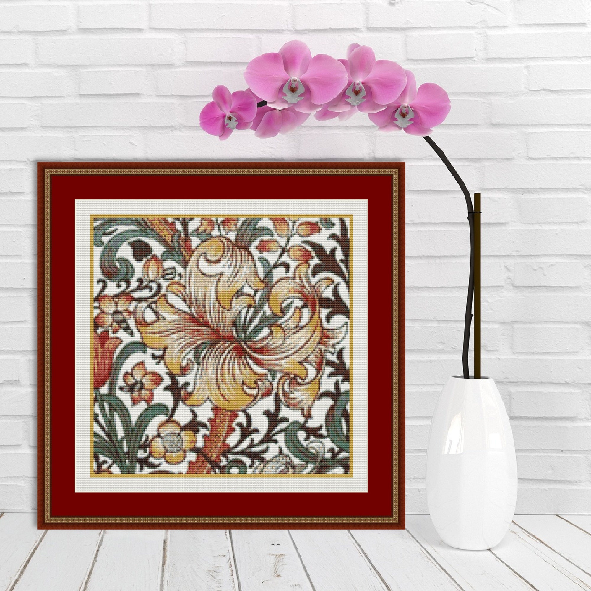 William Morris Tree of Life Detail from Tapestry Counted Cross Stitch Chart