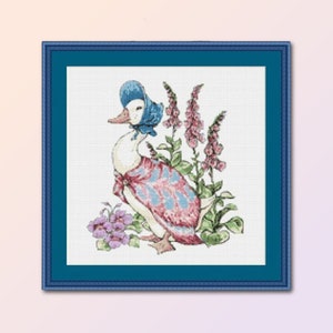 Schema punto croce Jemima Puddle-Duck, Beatrix Potter, download digitale immediato, grafico PDF stampabile (BP036)