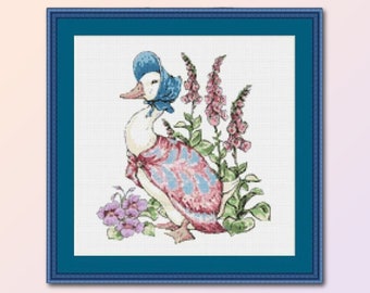 Jemima Puddle-Duck Cross Stitch Pattern, Beatrix Potter, Instant Digital Download, Printable PDF Chart (BP036)