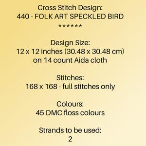 Speckled Bird Cross Stitch Pattern: Folk Art Botanical xStitch Chart (Digital Download) #440 image 6