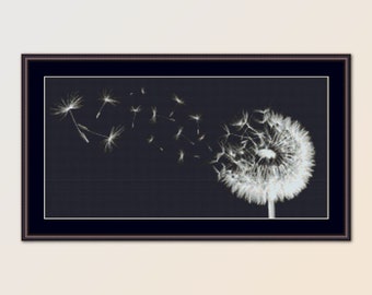 Paardebloemzaden Cross Stitch patroon, Instant Digitale Download Botanische Fotokaart (878)