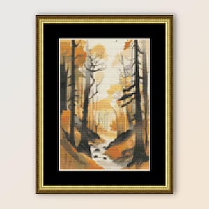 Autumn Forest #2 Cross Stitch Pattern, Instant Digital Download, Printable PDF Fall Landscape Chart  (237)