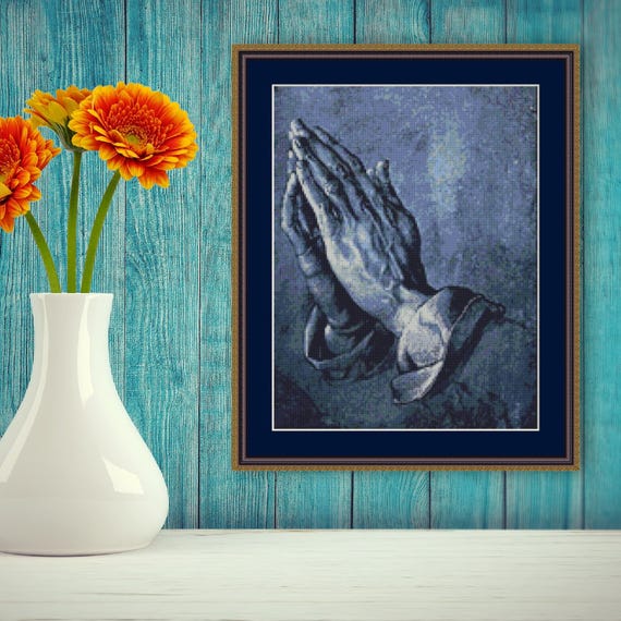 Praying Hands Cross Stitch Pattern, Instant Download, Printable